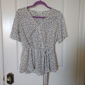 blue floral  blouse